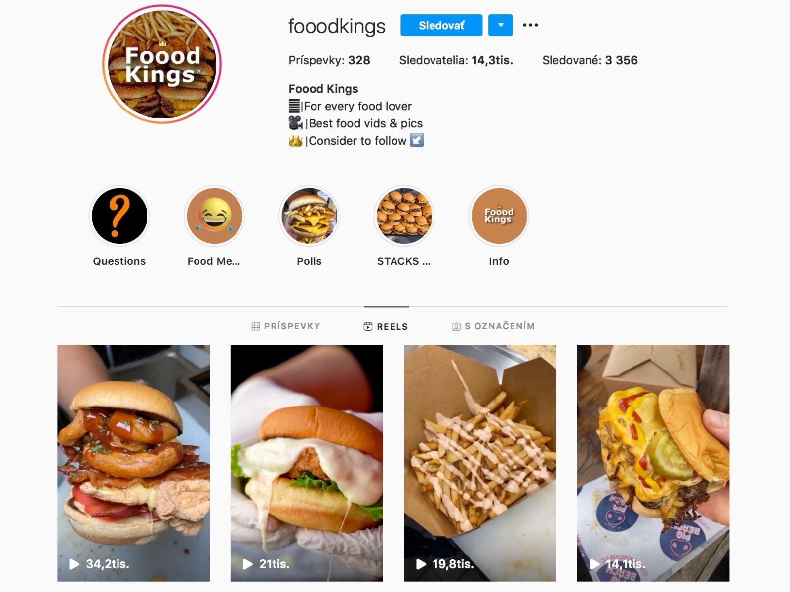 instagram profil reel food jedlo